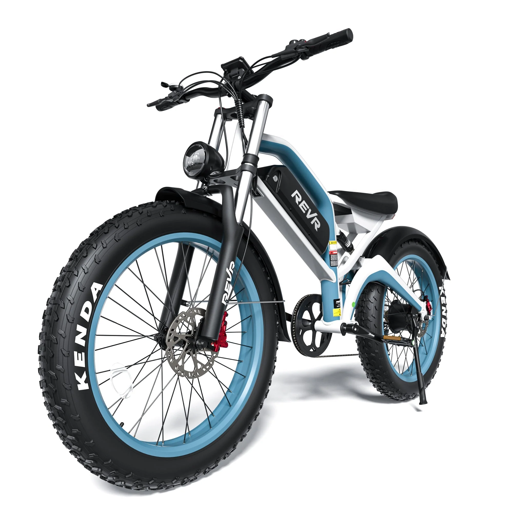 REVR TA7e Off-Road Electric Bike for Adults White + Blue - Image 3